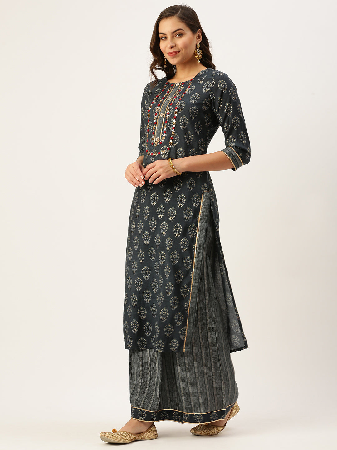 Women's Blue Printed Kurta Sets