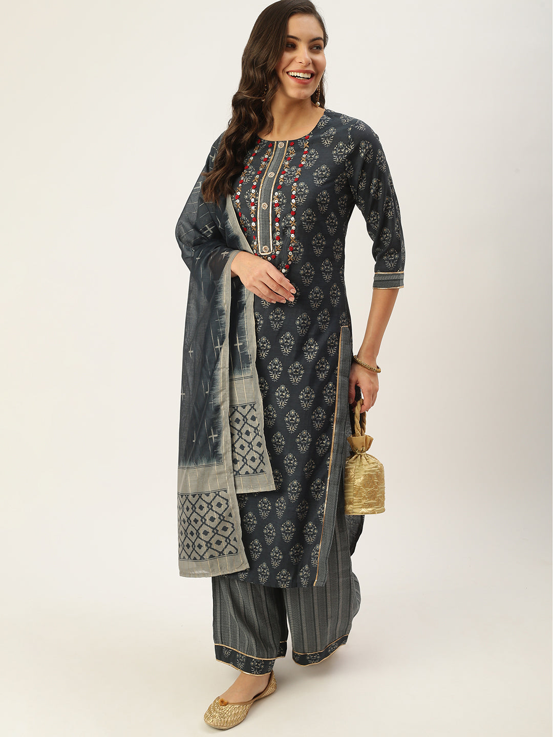 Women's Blue Printed Kurta Sets