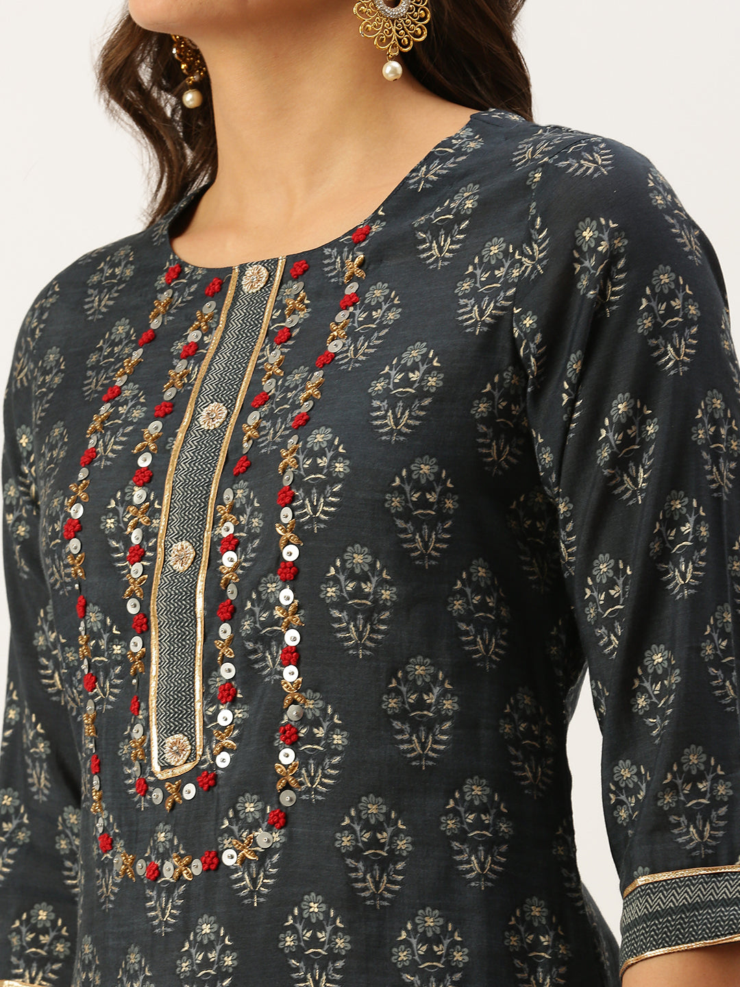 Women's Blue Printed Kurta Sets