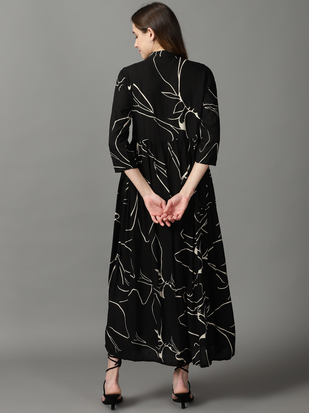 Women's Black Printed Maxi Dress