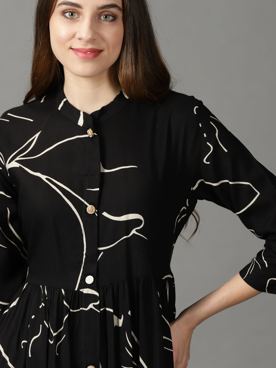 Women's Black Printed Maxi Dress