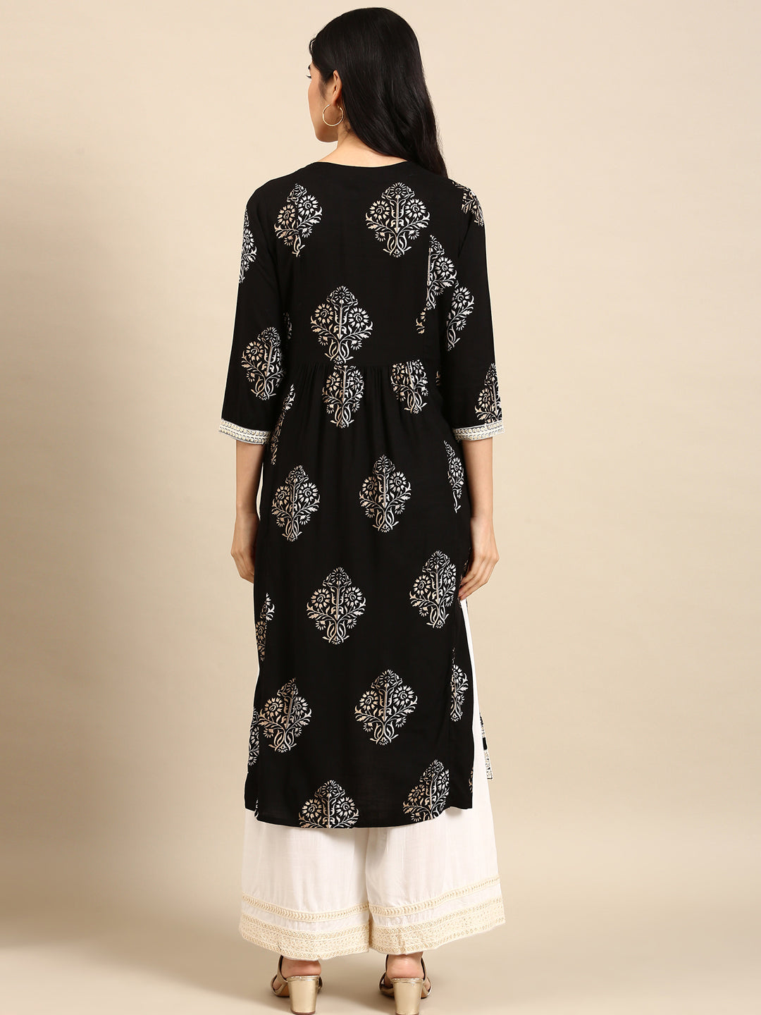 Women's Black Floral Kurta Set