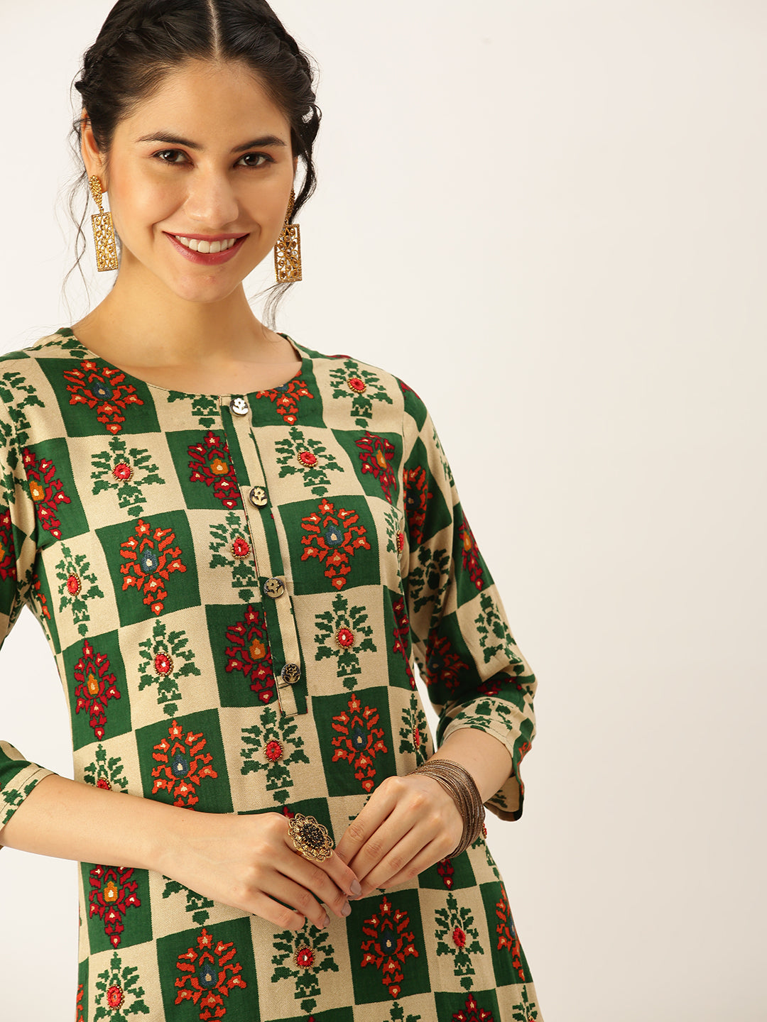 Women's Green Printed Kurta Sets