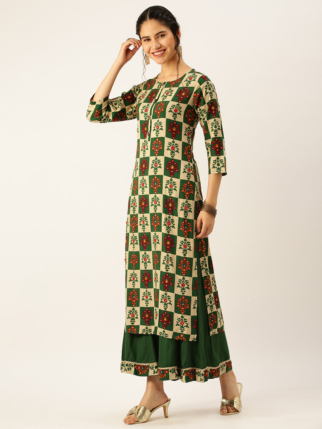 Women's Green Printed Kurta Sets