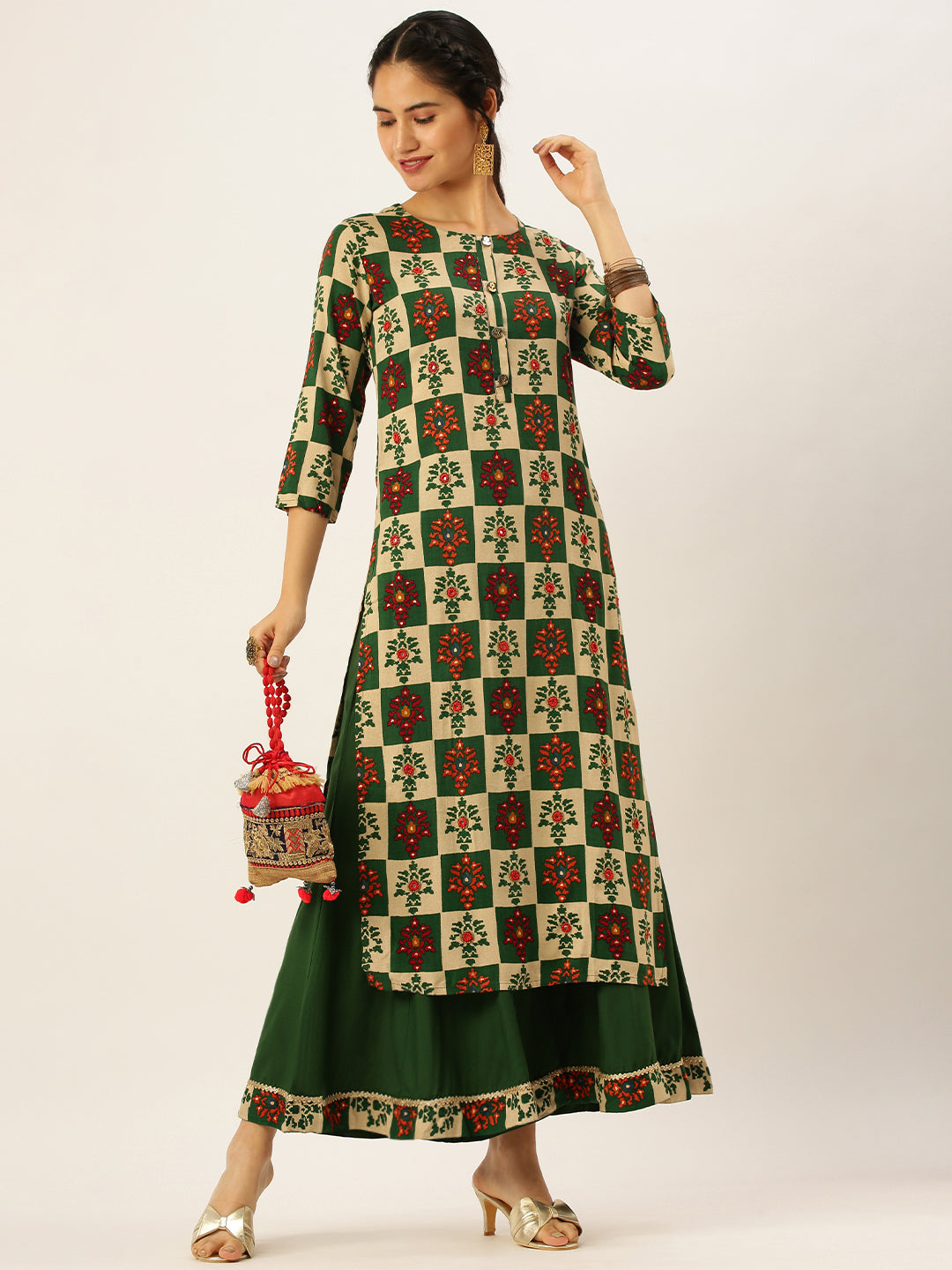 Women's Green Printed Kurta Sets