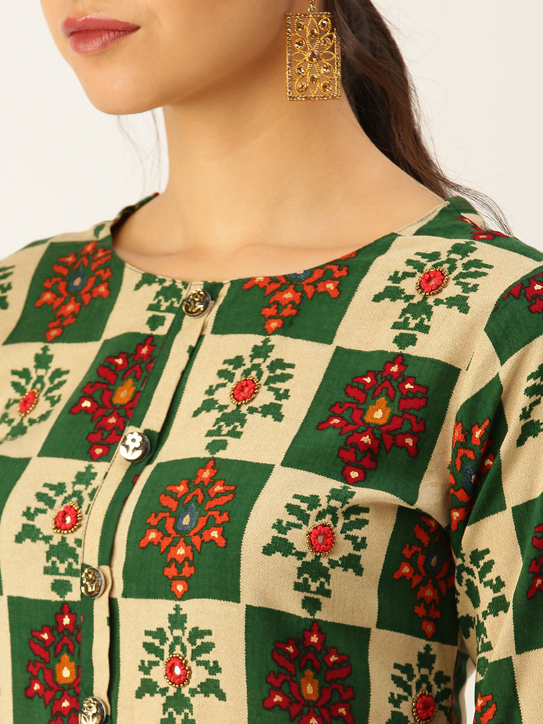 Women's Green Printed Kurta Sets