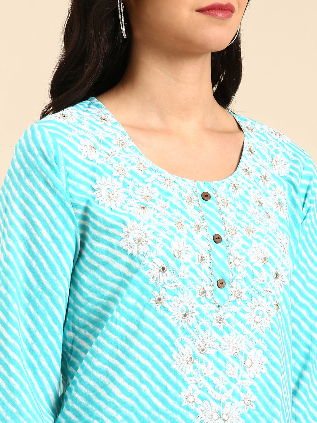 Women's Turquoise Blue Tie Dye Kurta Set