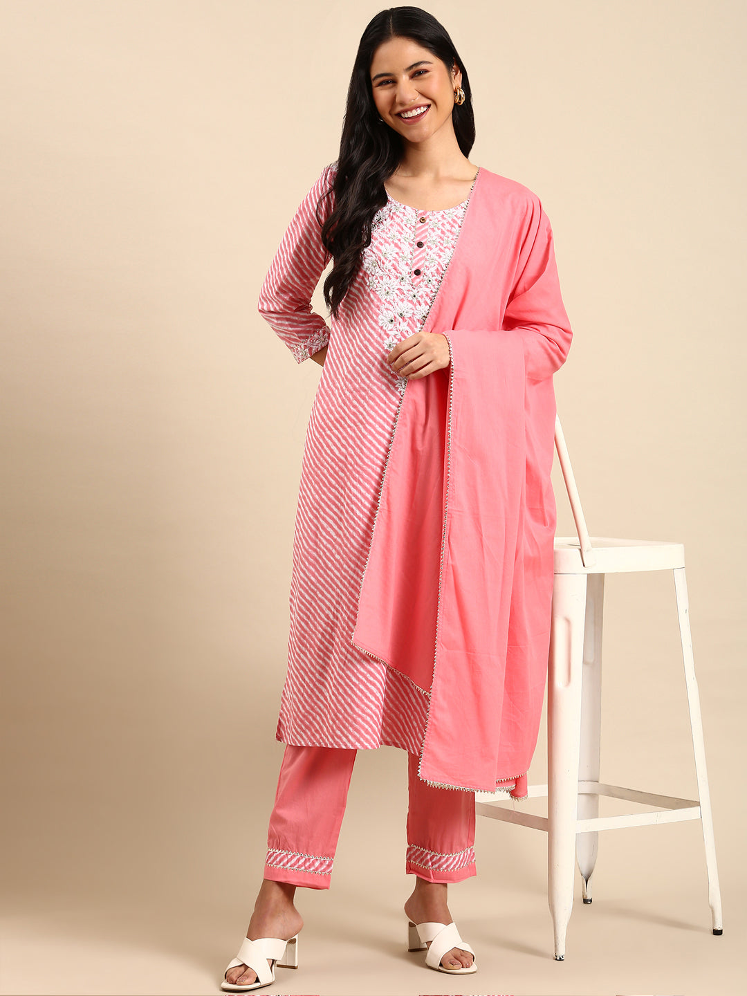 Women's Pink Tie Dye Kurta Set