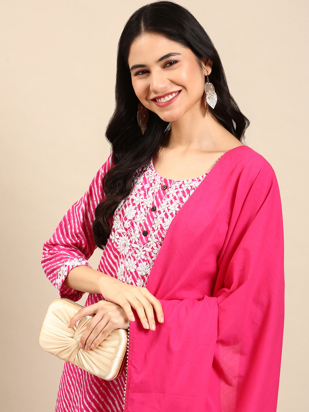 Women's Pink Tie Dye Kurta Set