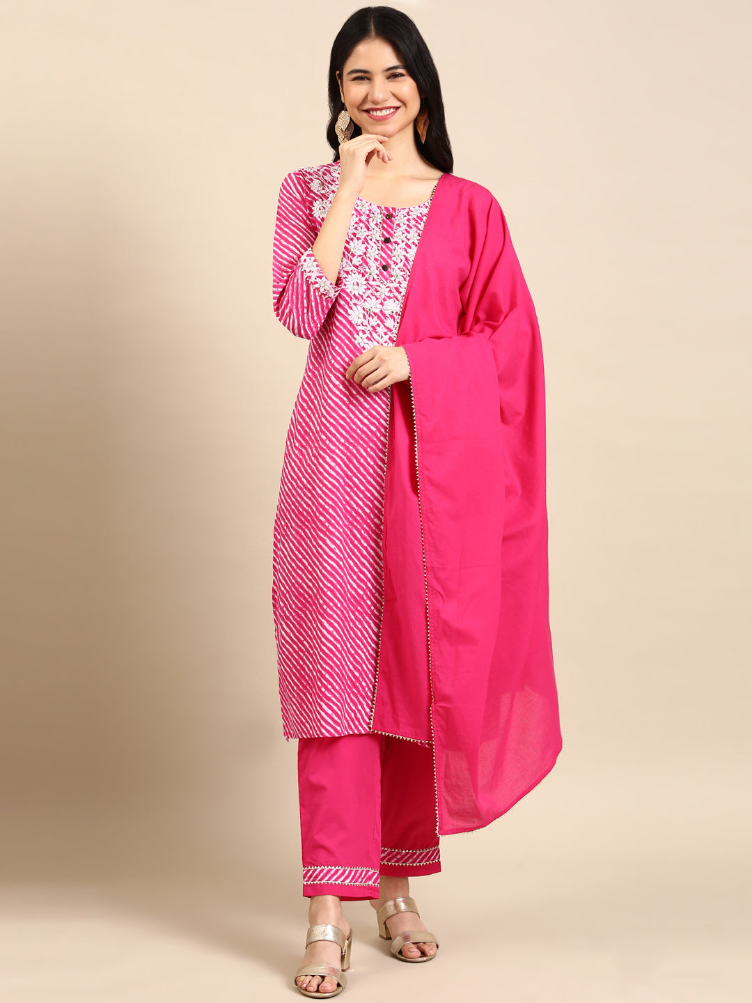 Women's Pink Tie Dye Kurta Set