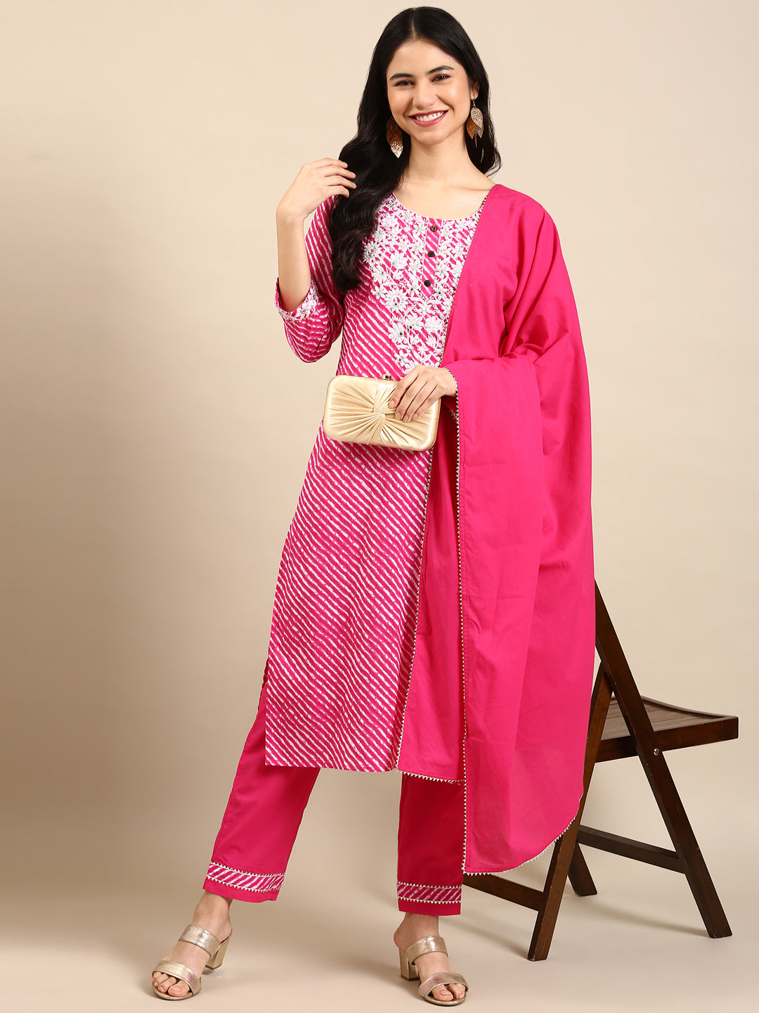 Women's Pink Tie Dye Kurta Set