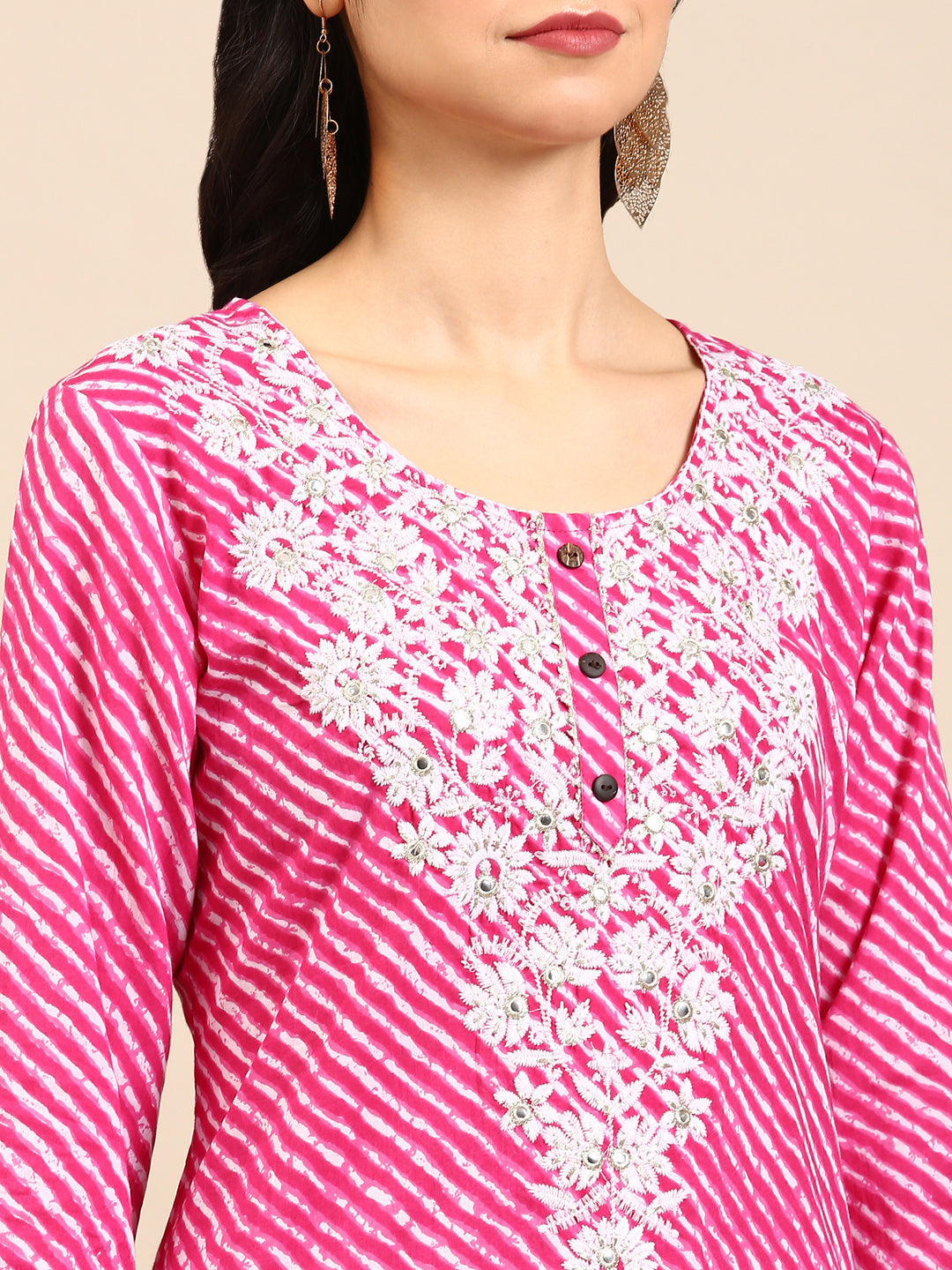 Women's Pink Tie Dye Kurta Set