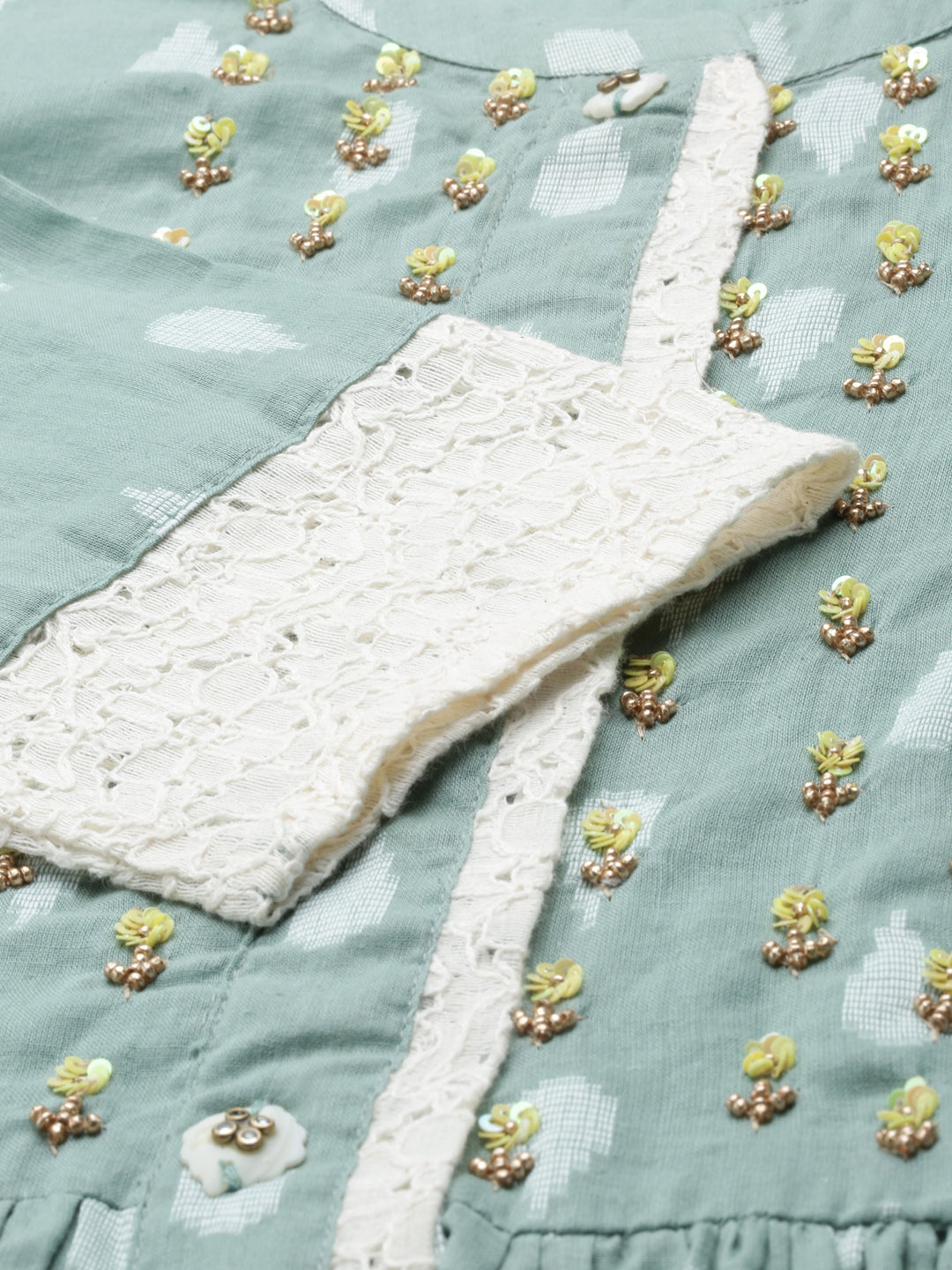 Women's Sea Green Solid Anarkali Kurta