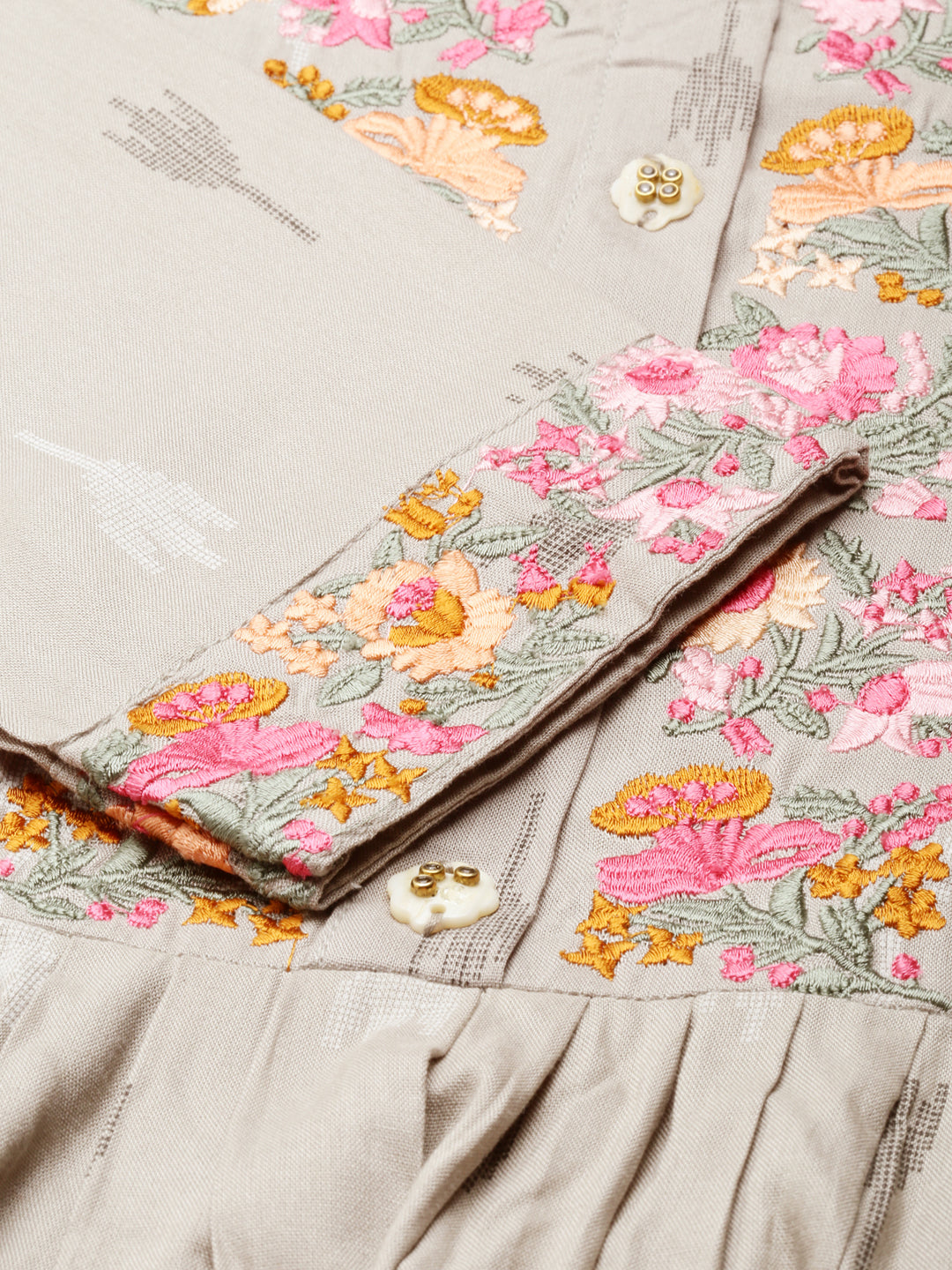 Women's Grey Embroidered Anarkali Kurta