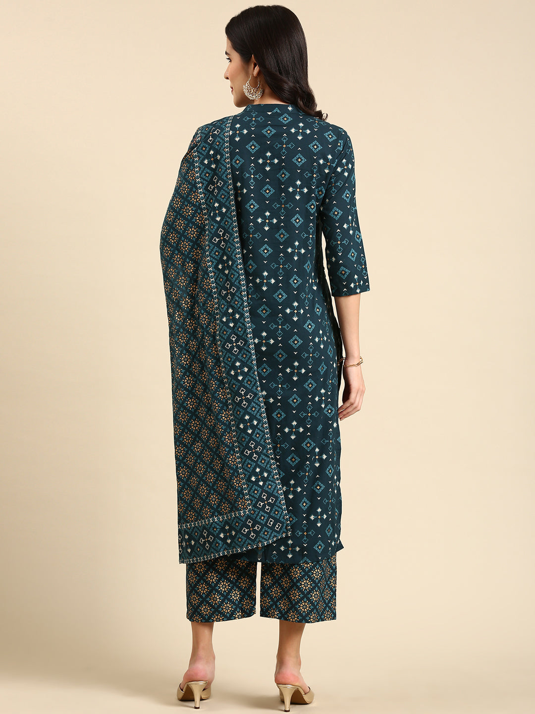 Women's Teal Printed Kurta Set