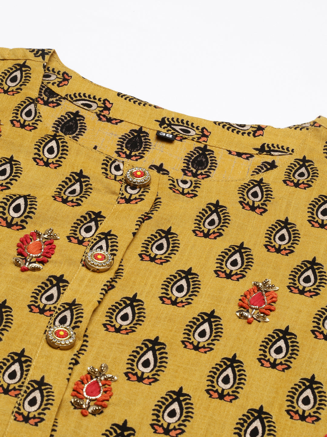 Women's Mustard Printed Kurta Set with Palazzos & Dupatta