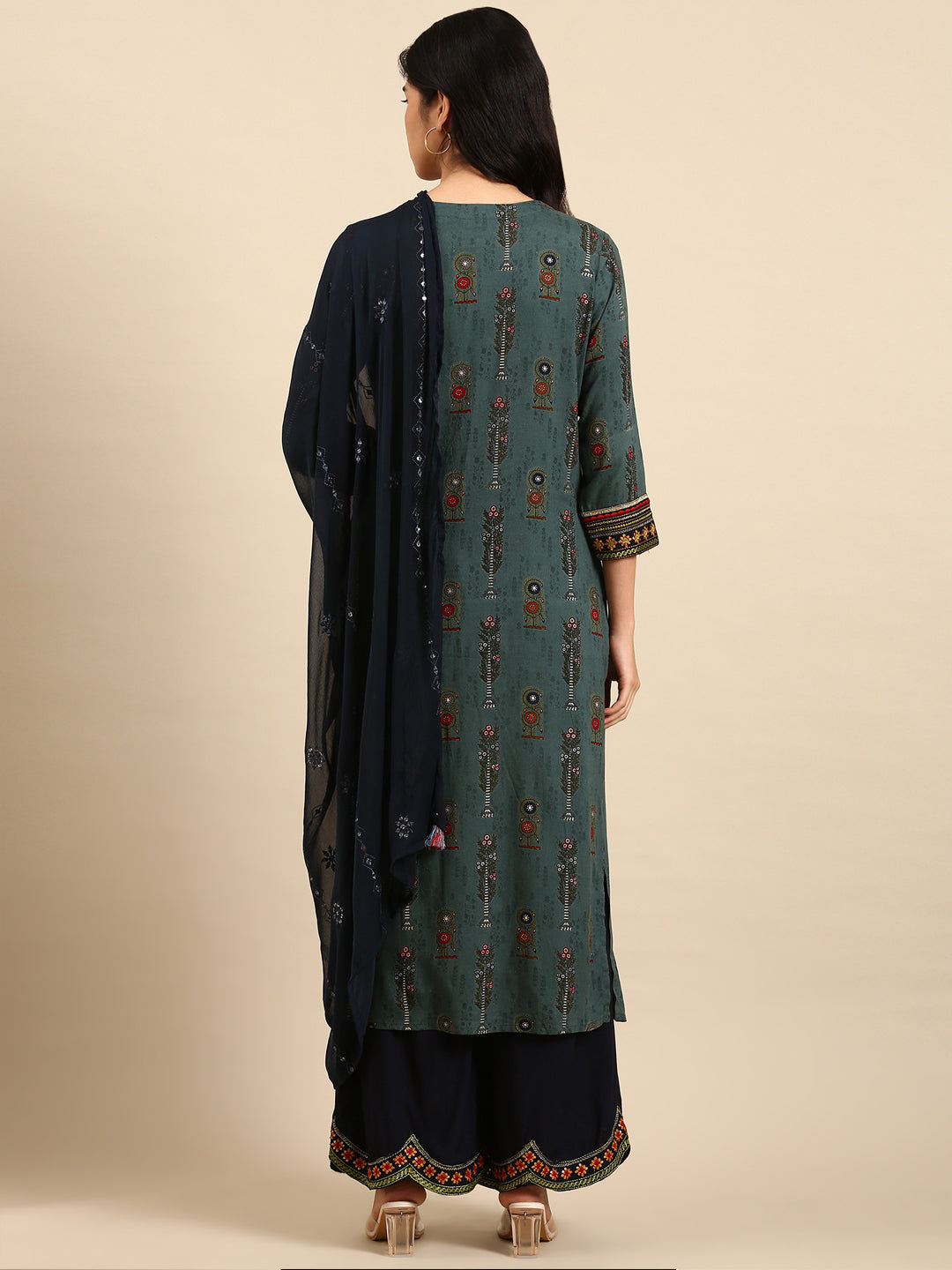 Women's Teal Printed Kurta Set