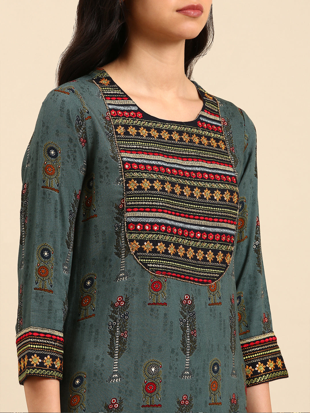 Women's Teal Printed Kurta Set