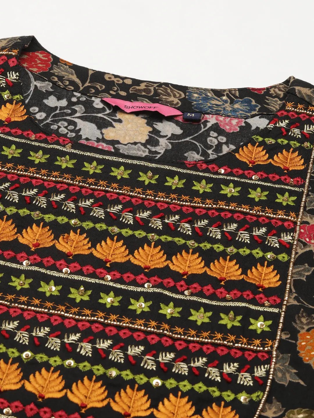 Women's Black Floral Kurta Set