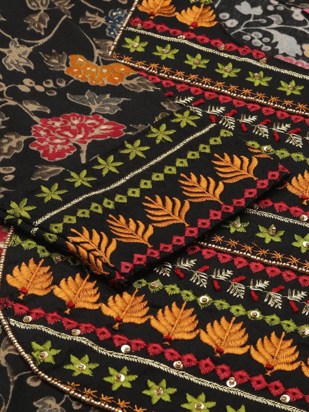 Women's Black Floral Kurta Set