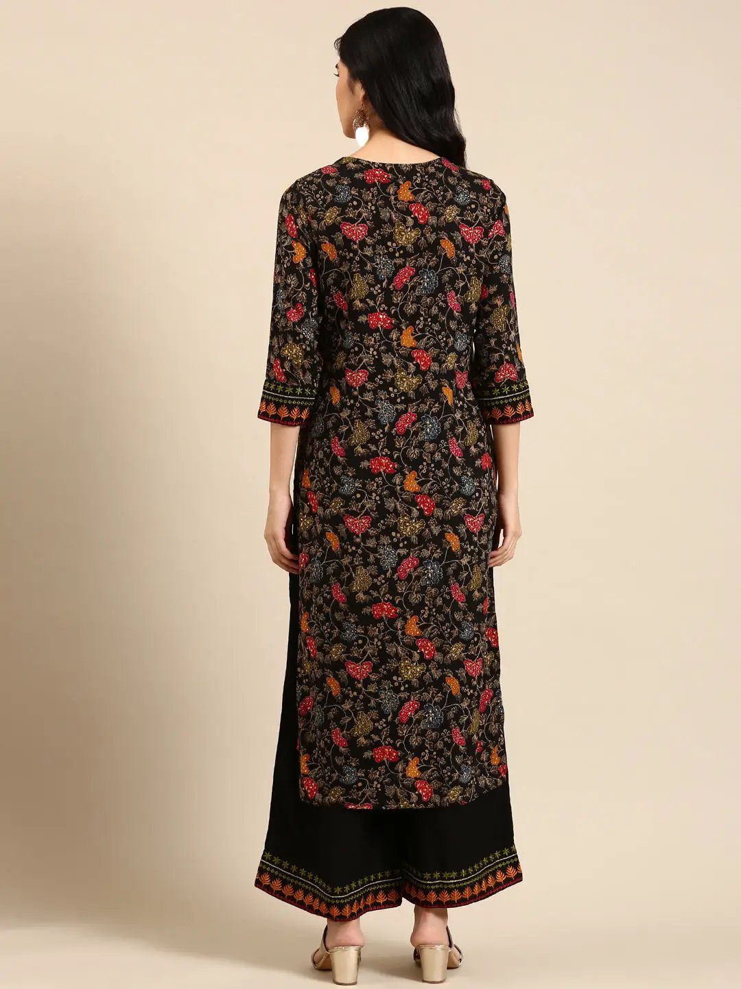 Women's Black Floral Kurta Set