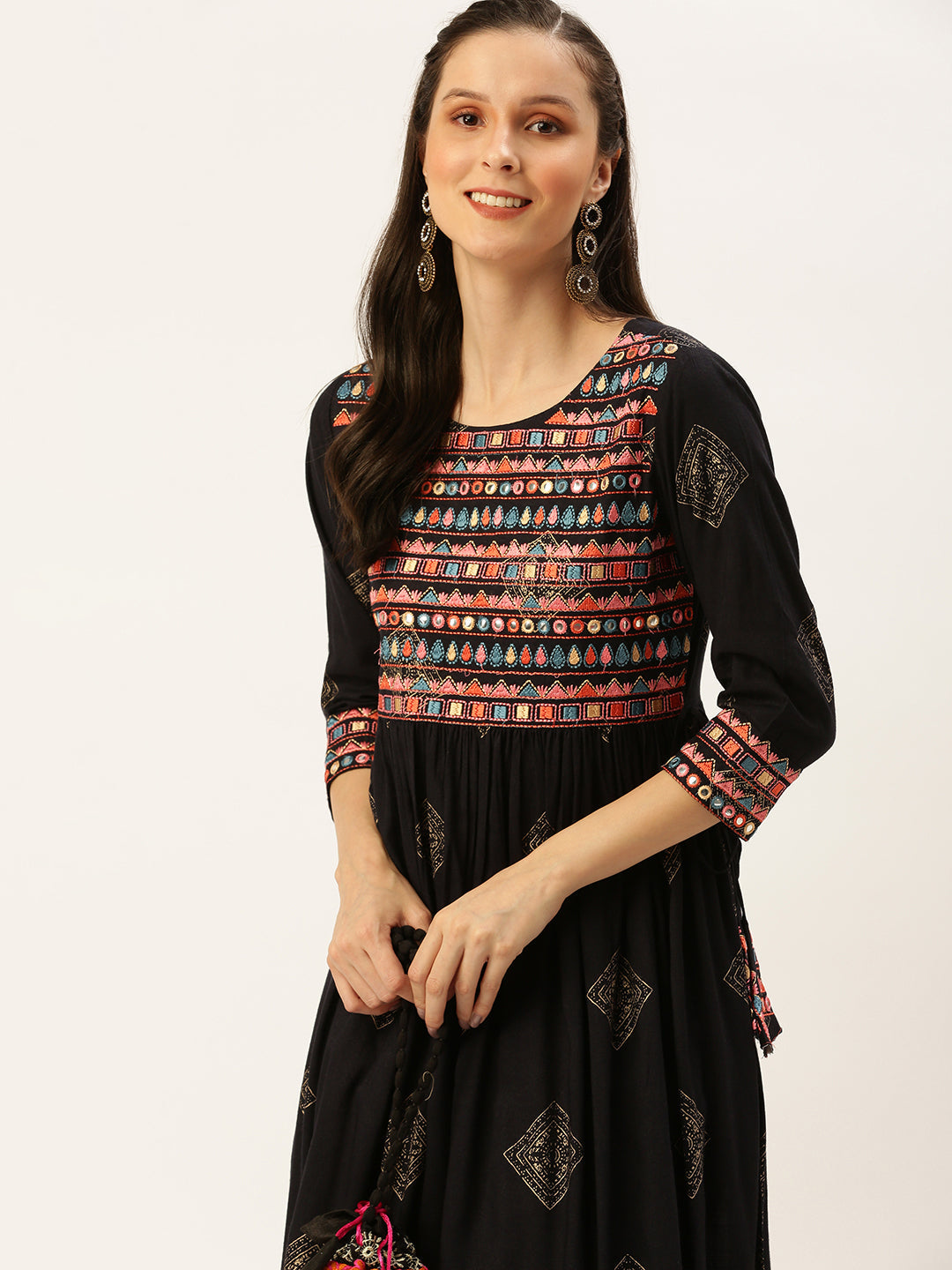 Women's Blue Printed A-Line Kurtas