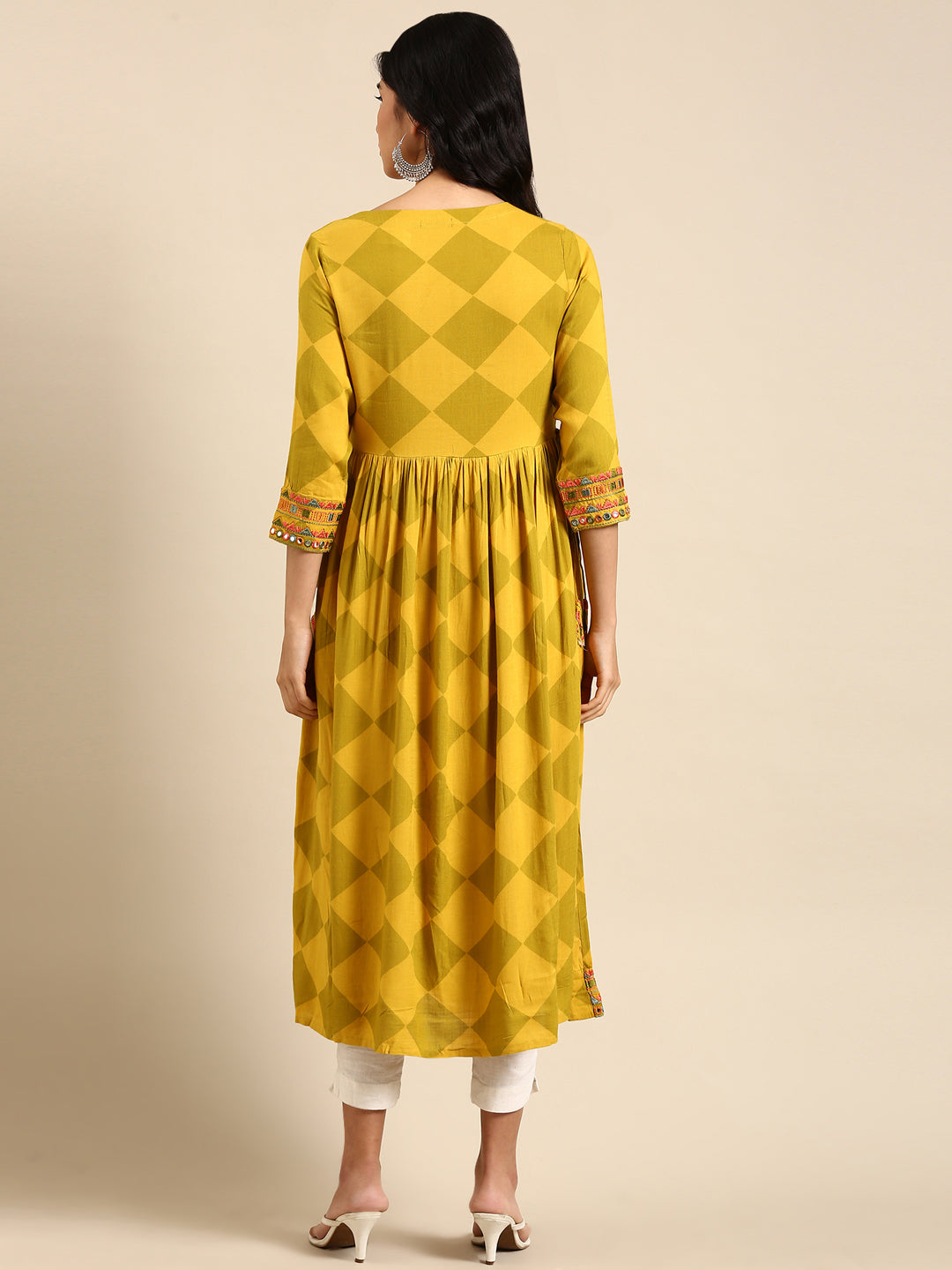 Women's Yellow Printed Anarkali Kurta