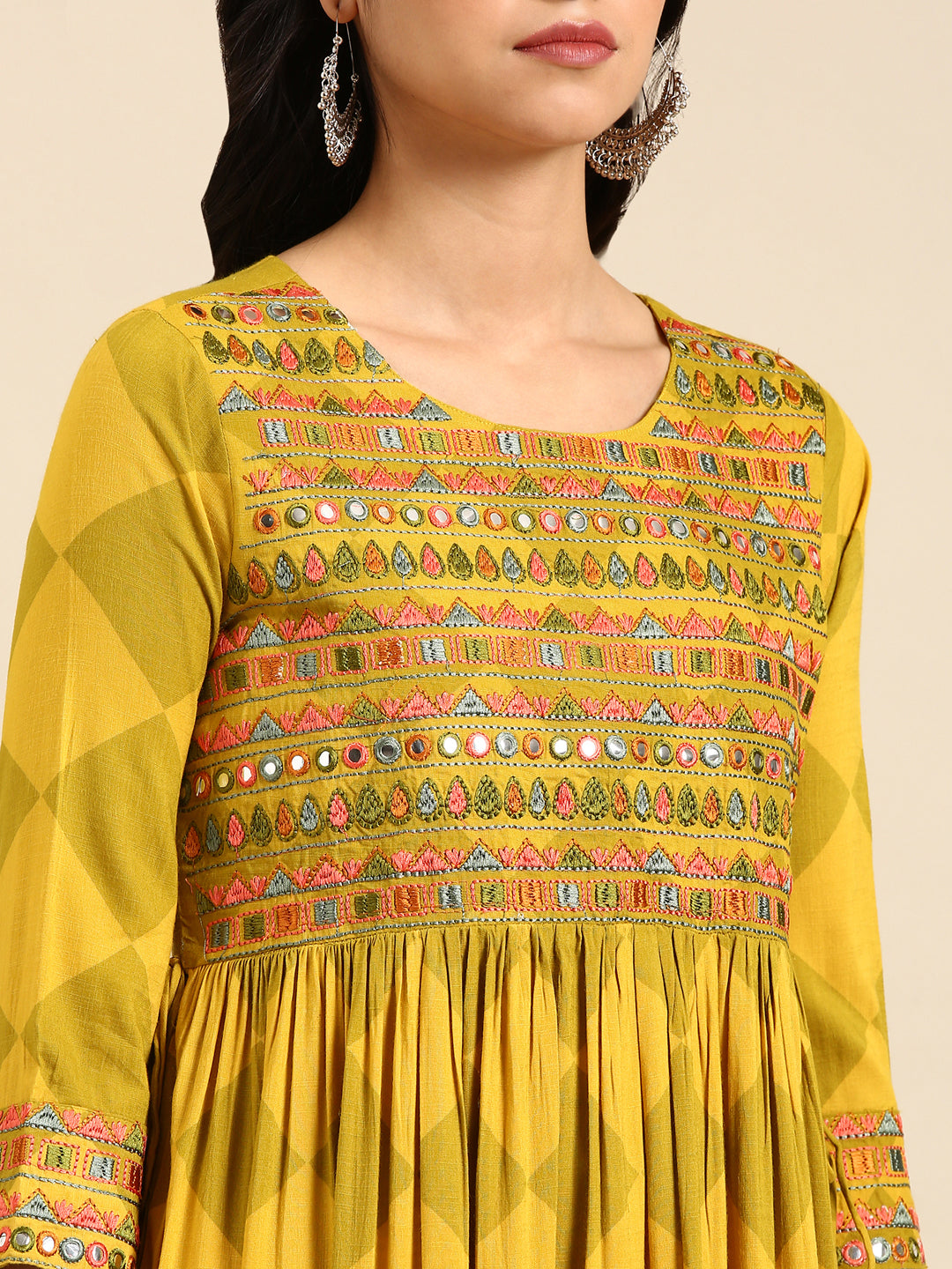 Women's Yellow Printed Anarkali Kurta