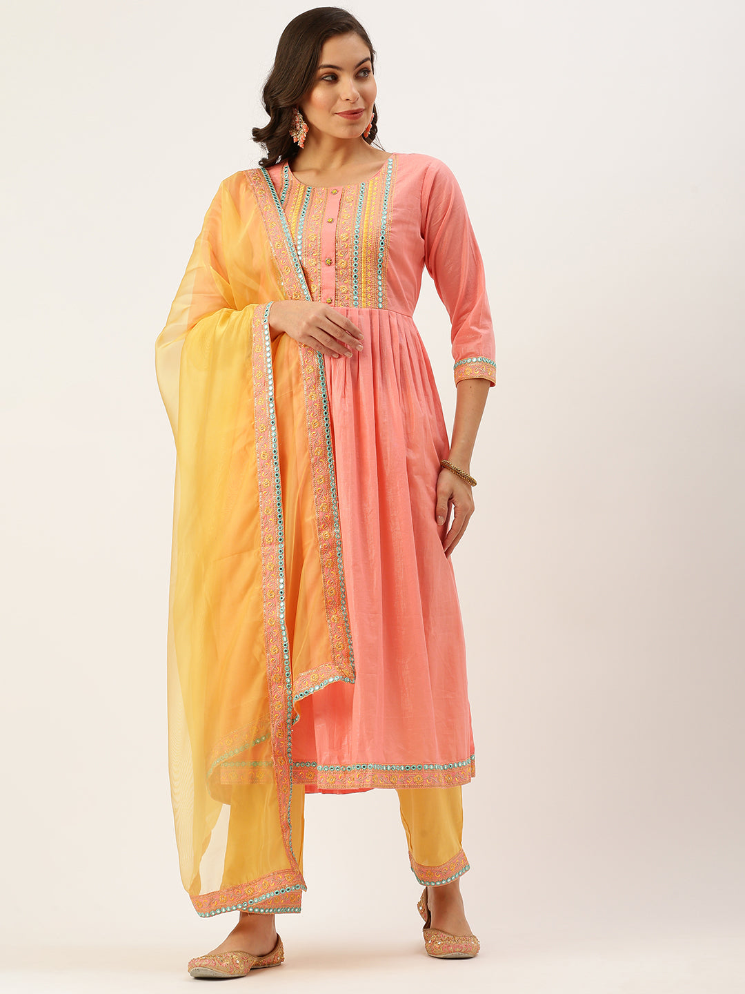 Women's Pink Solid Kurta Sets