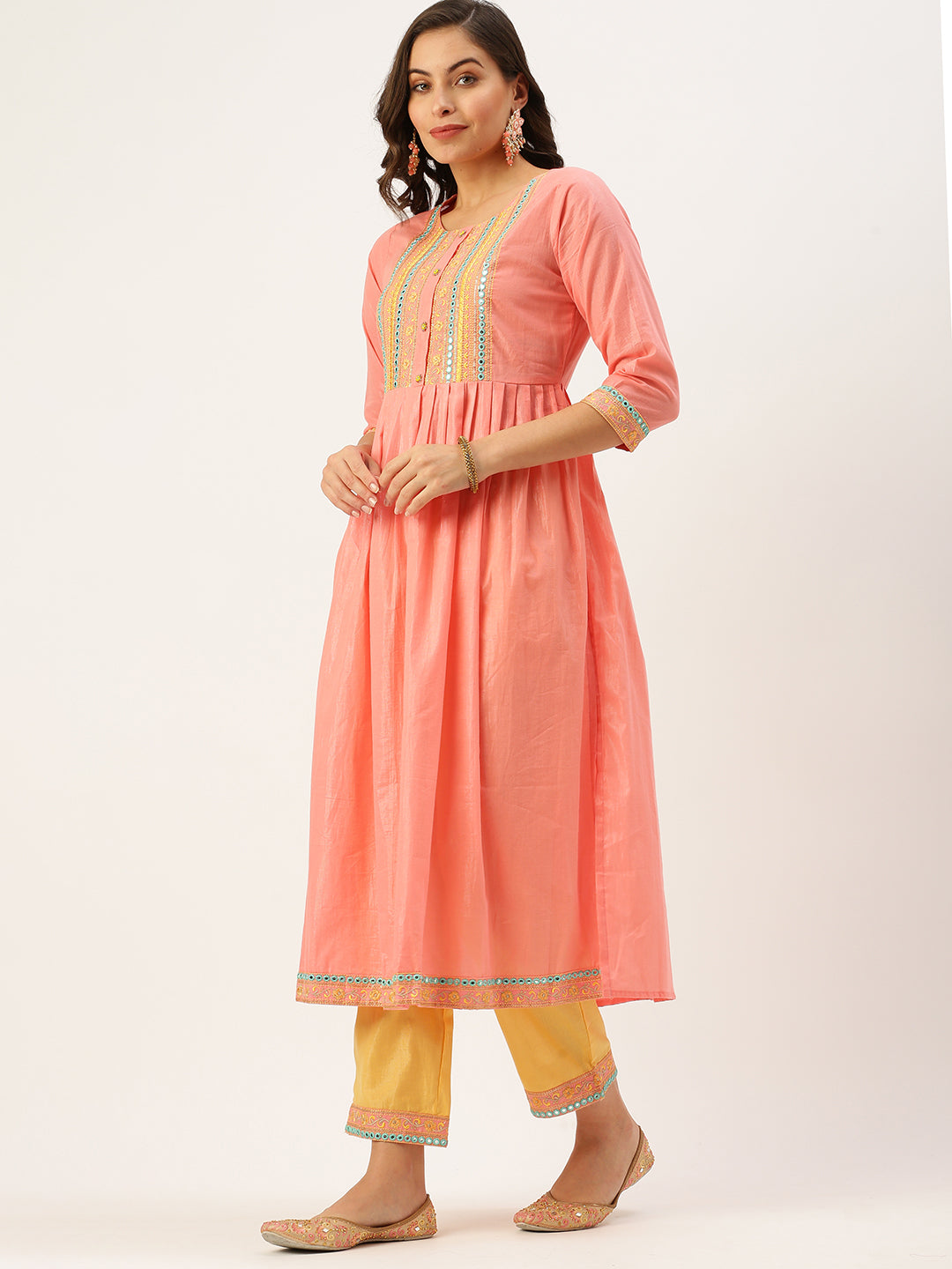 Women's Pink Solid Kurta Sets