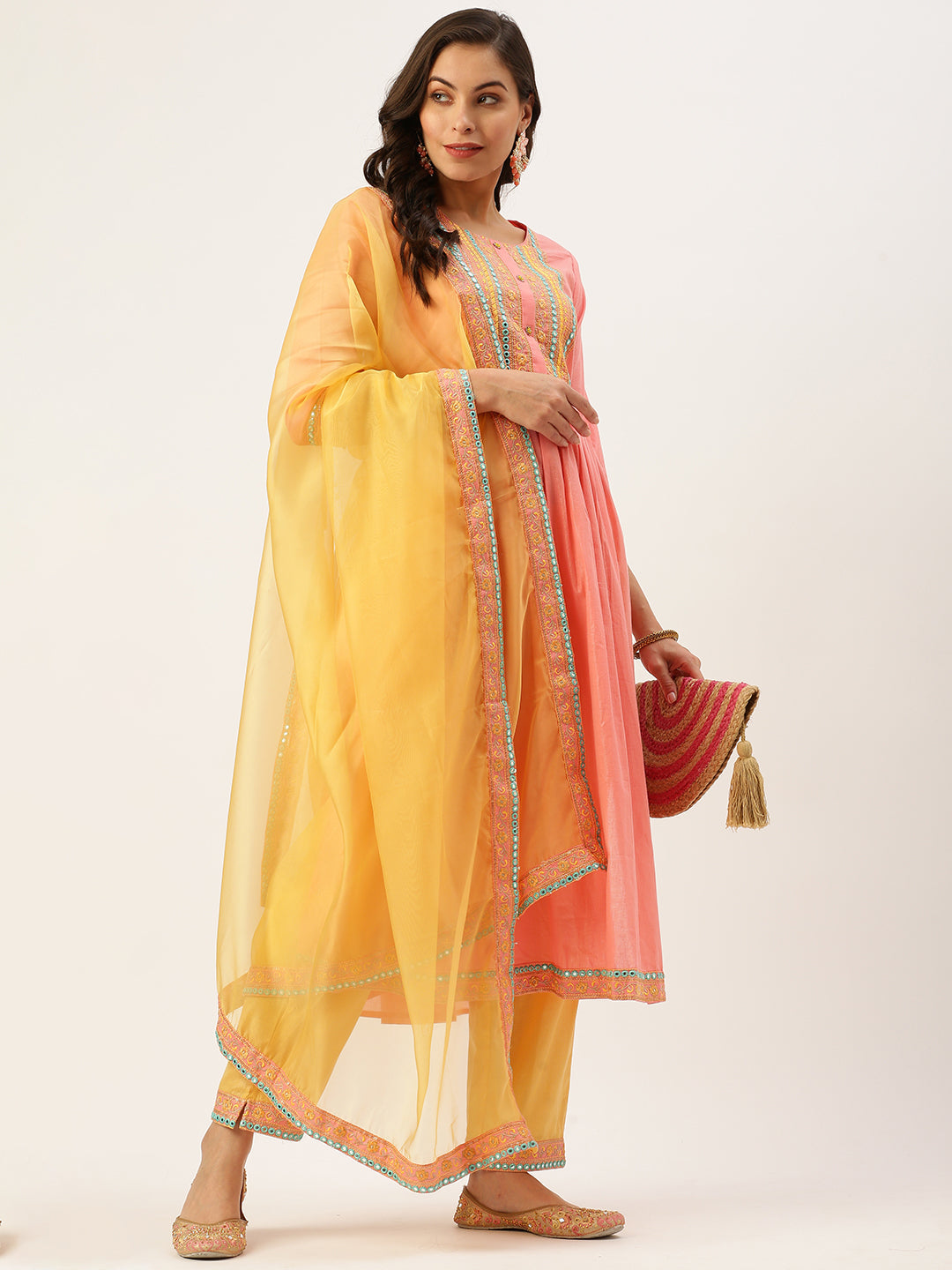 Women's Pink Solid Kurta Sets