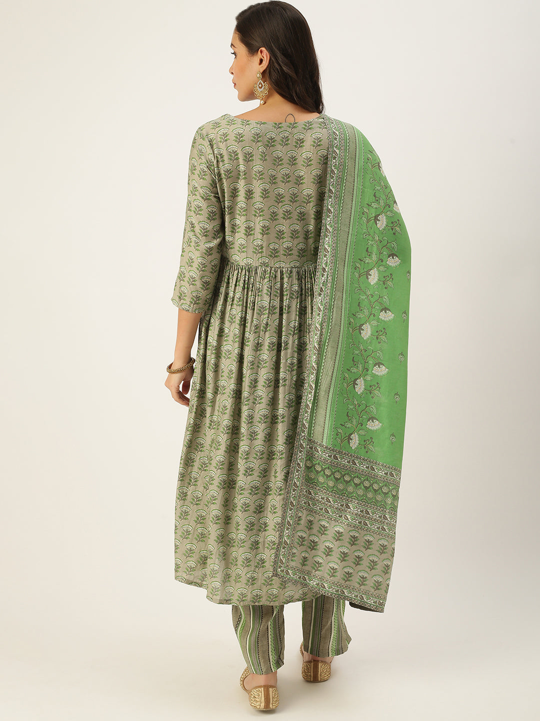 Women's Grey Printed Kurta Sets