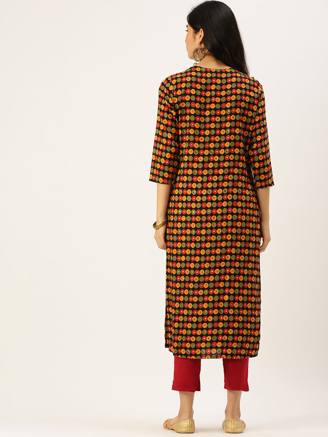 Women's Black Printed Straight Kurtas