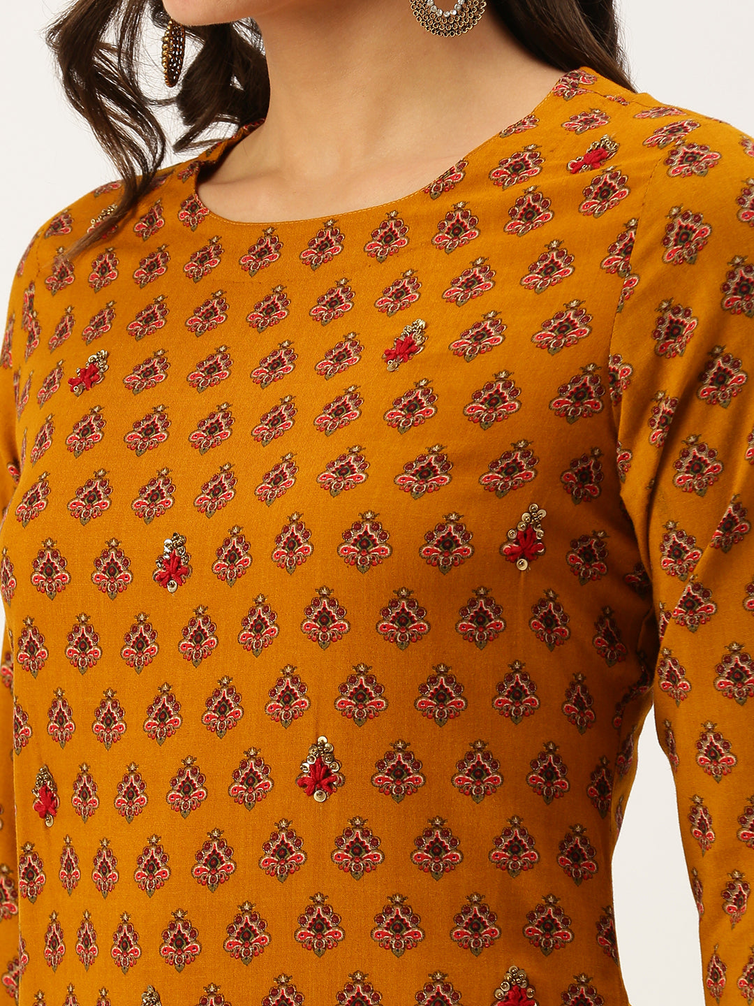 Women's Yellow Printed Straight Kurtas