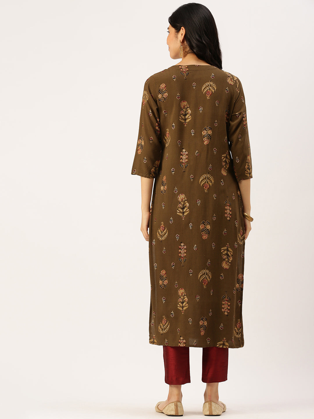 Women's Green Printed Straight Kurtas