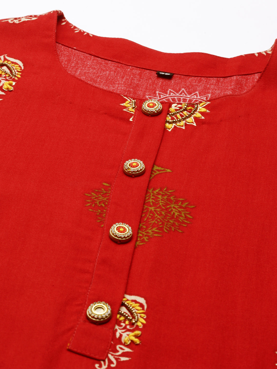 Women's Red Embroidered Straight Kurta