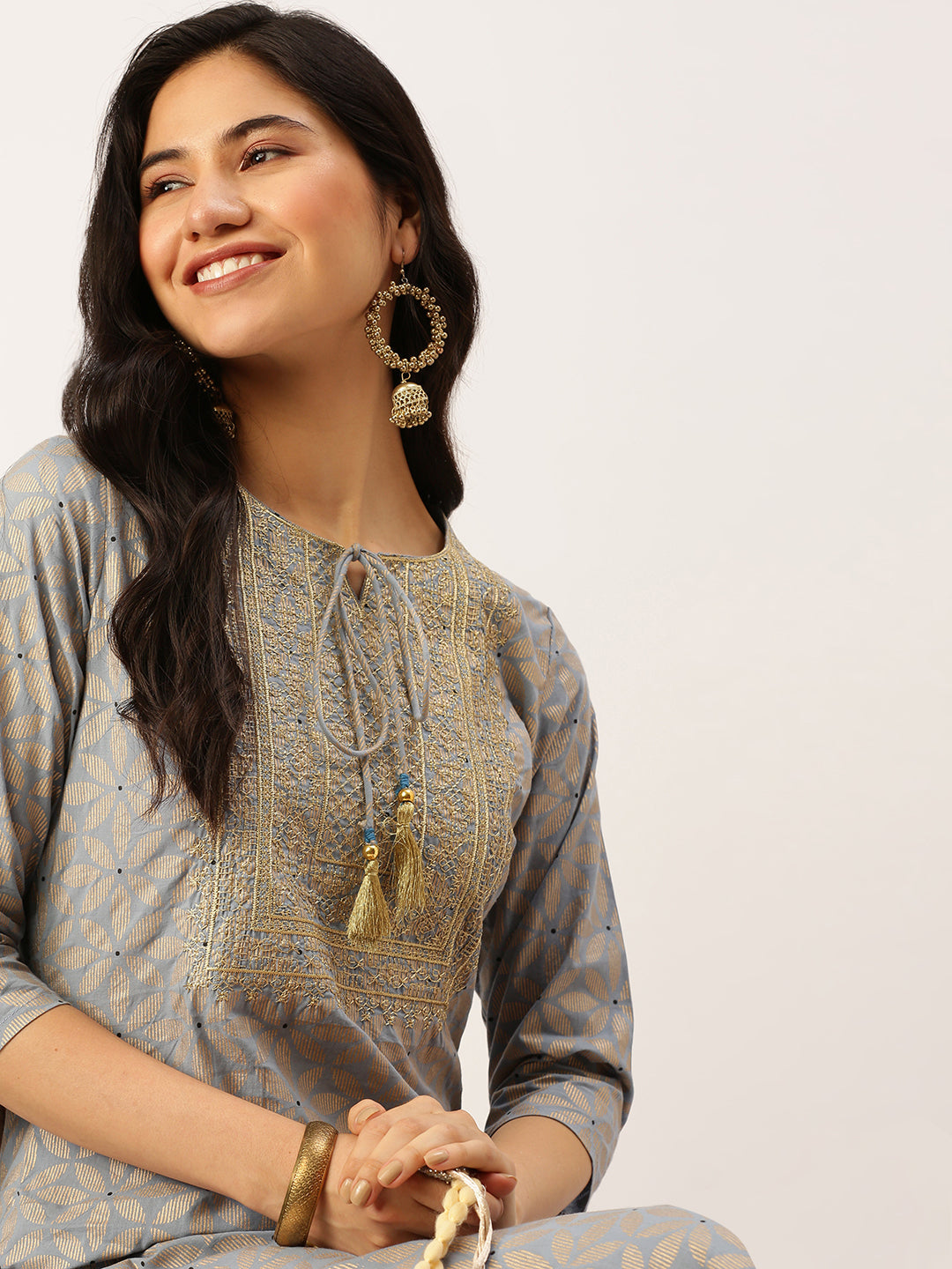 Women's Blue Printed Straight Kurtas