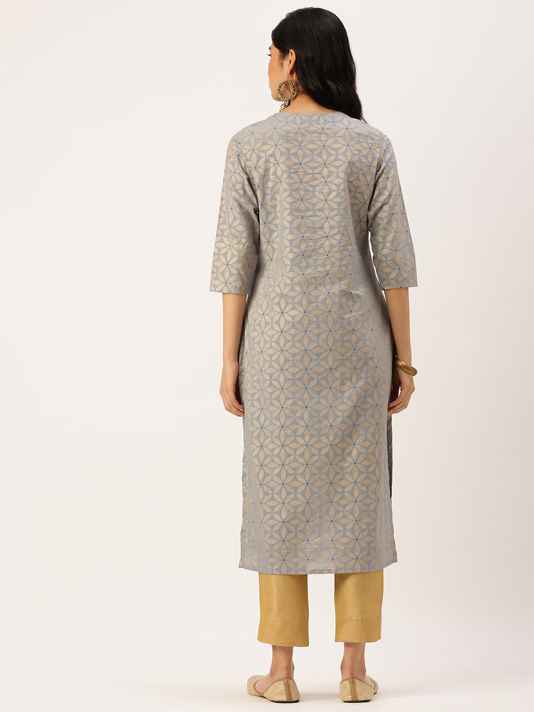 Women's Blue Printed Straight Kurtas