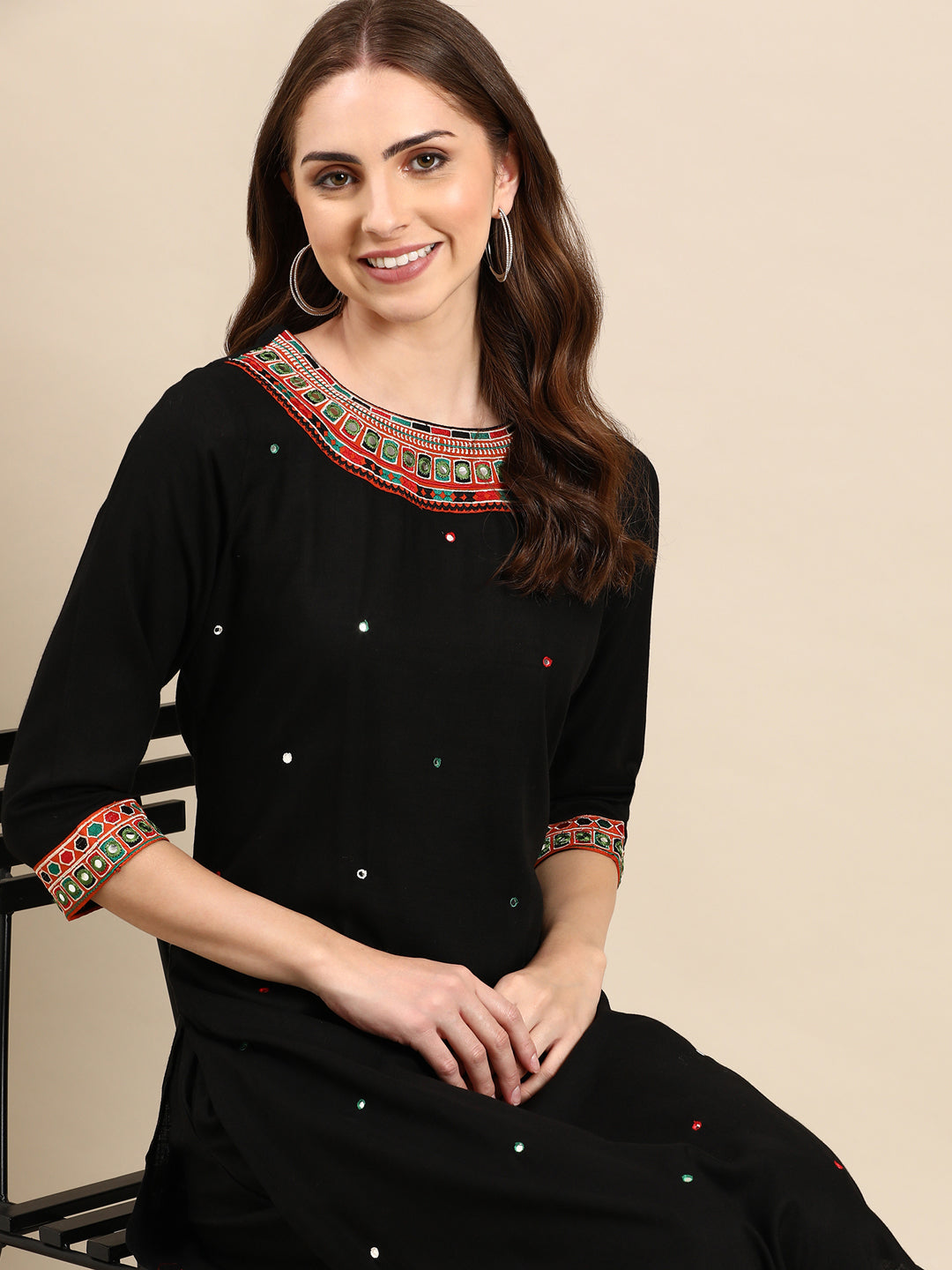 Women's Black Embroidered Kurta Set