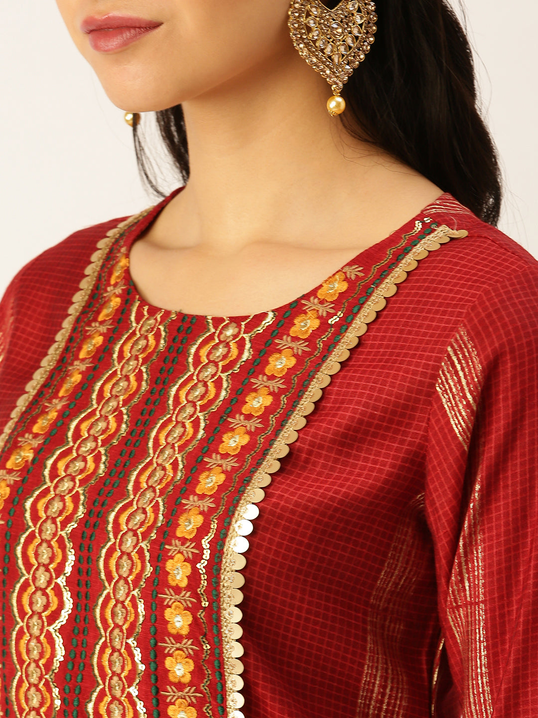 Women's Maroon Printed Kurta Sets