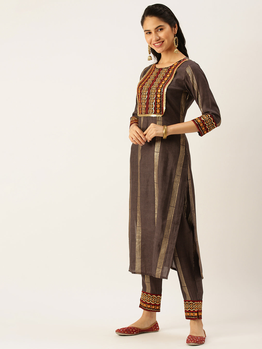 Women's Brown Printed Kurta Sets