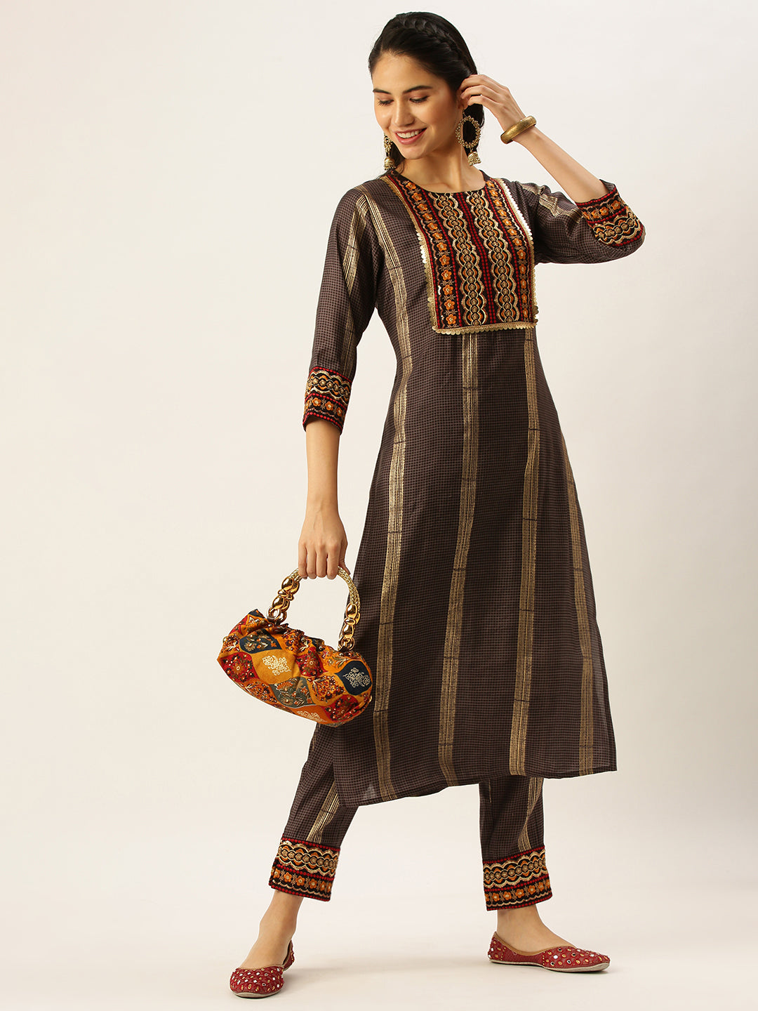 Women's Brown Printed Kurta Sets