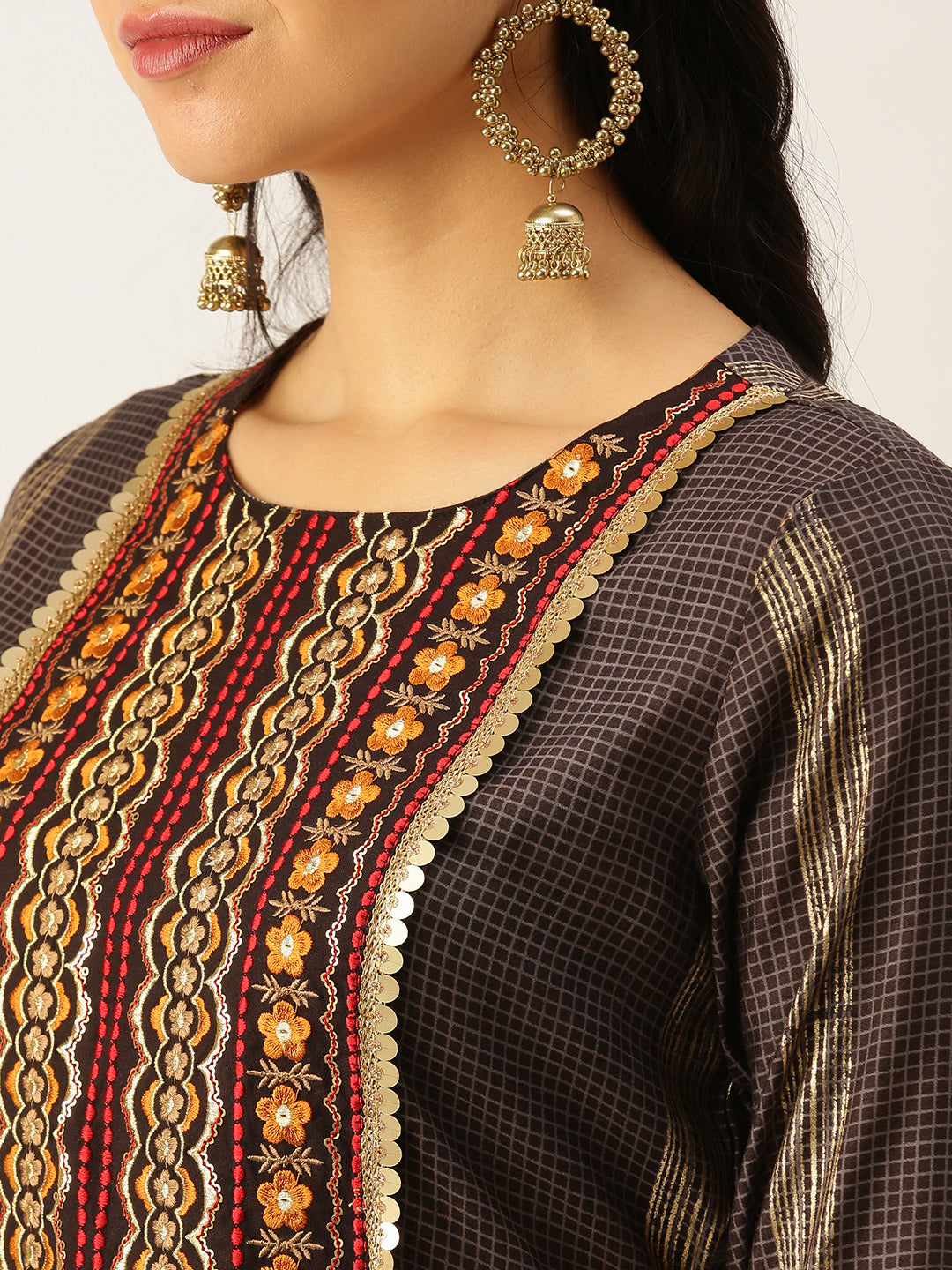 Women's Brown Printed Kurta Sets