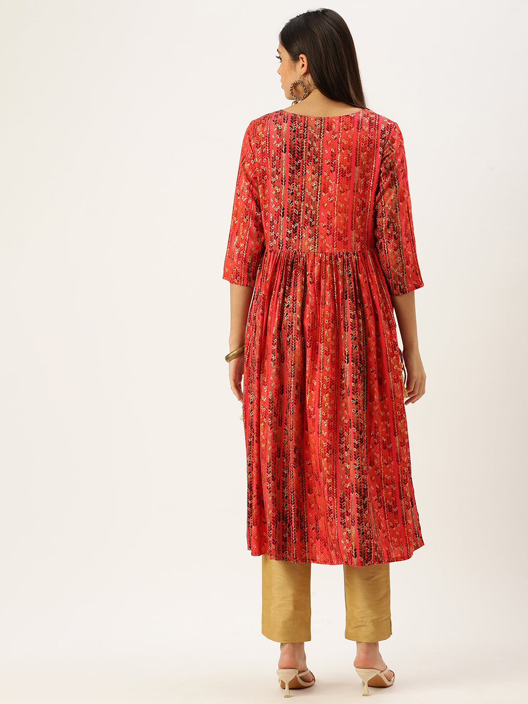 Women's Pink Printed A-Line Kurtas