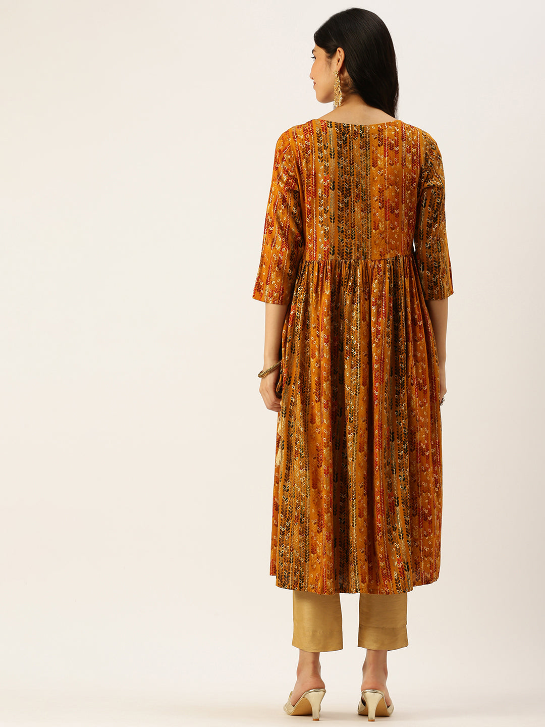 Women's Yellow Printed A-Line Kurtas