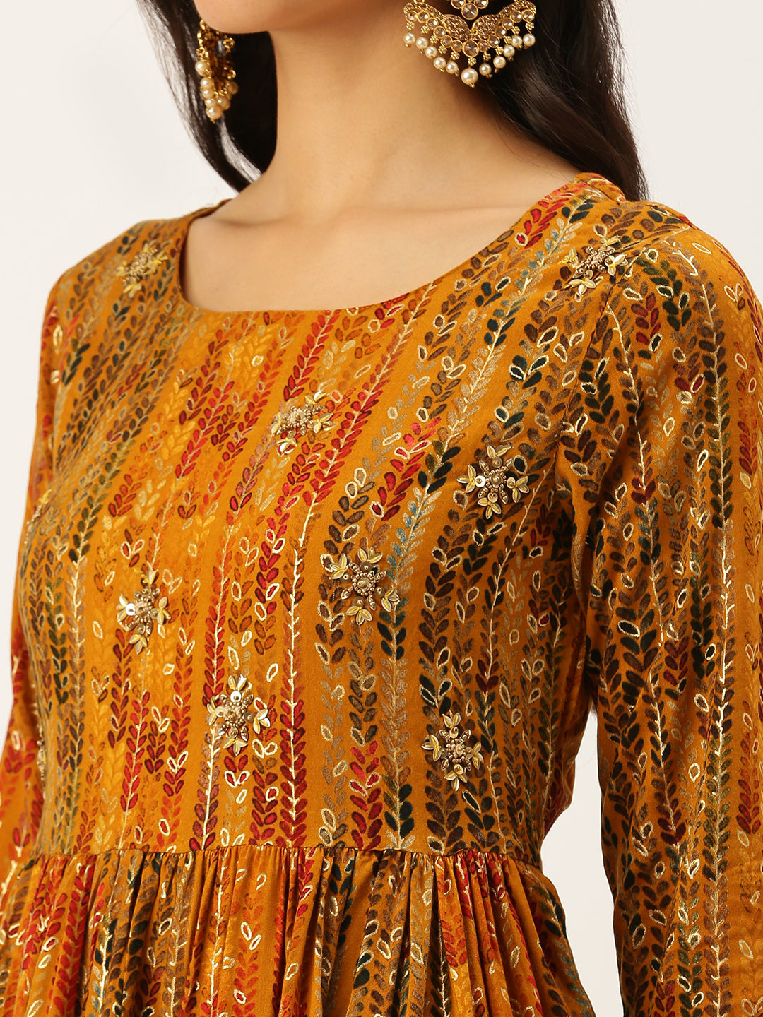 Women's Yellow Printed A-Line Kurtas