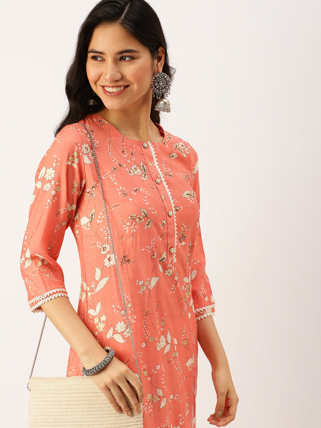 Women's Pink Printed Kurta Sets