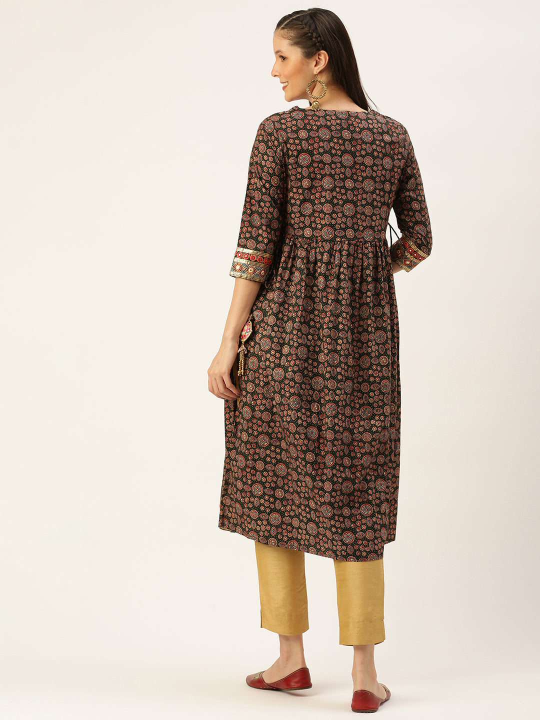 Women's Green Printed A-Line Kurtas