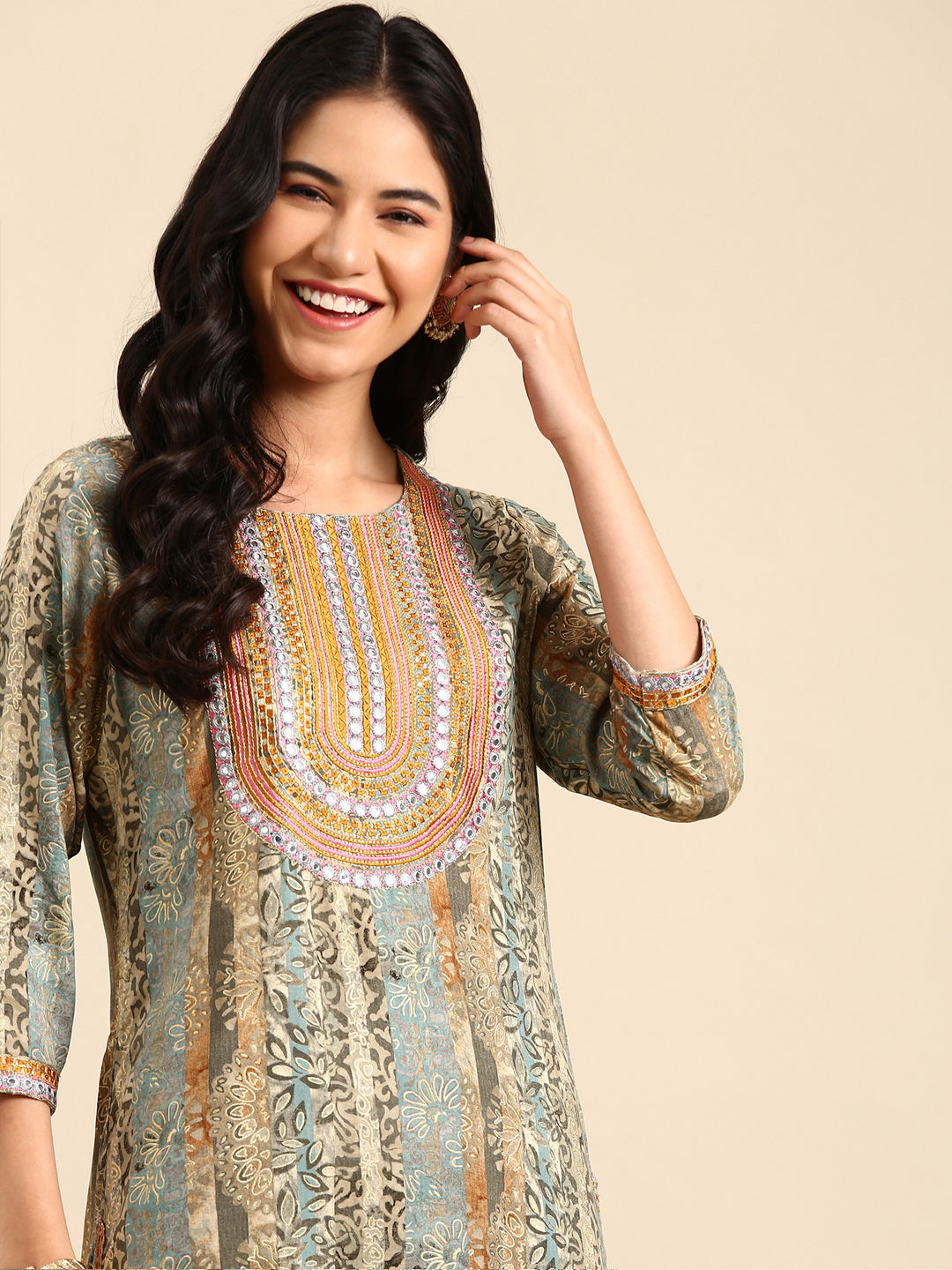 Women's Multicolour Printed Straight Kurta