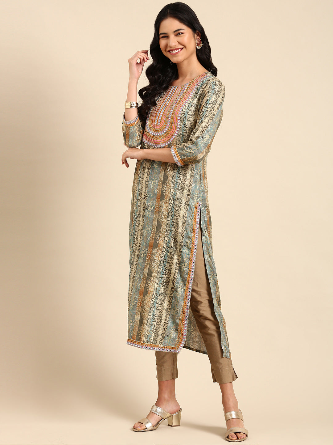 Women's Multicolour Printed Straight Kurta